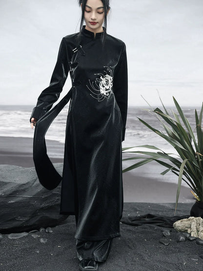 Robe fendue foncée Mode China