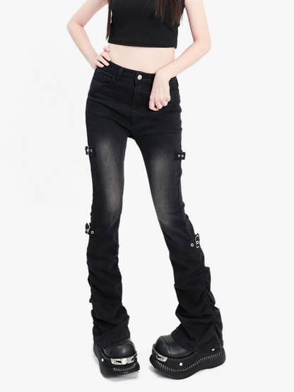 Belt Pants Stretch Pile