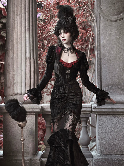 Kurze Gothic Spinnenjacke aus Samt