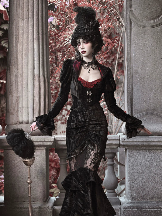 Kurze Gothic Spinnenjacke aus Samt
