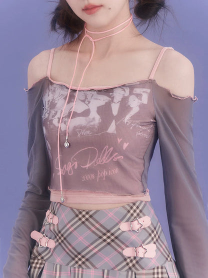 Slim Short Top Sheer Cami Design