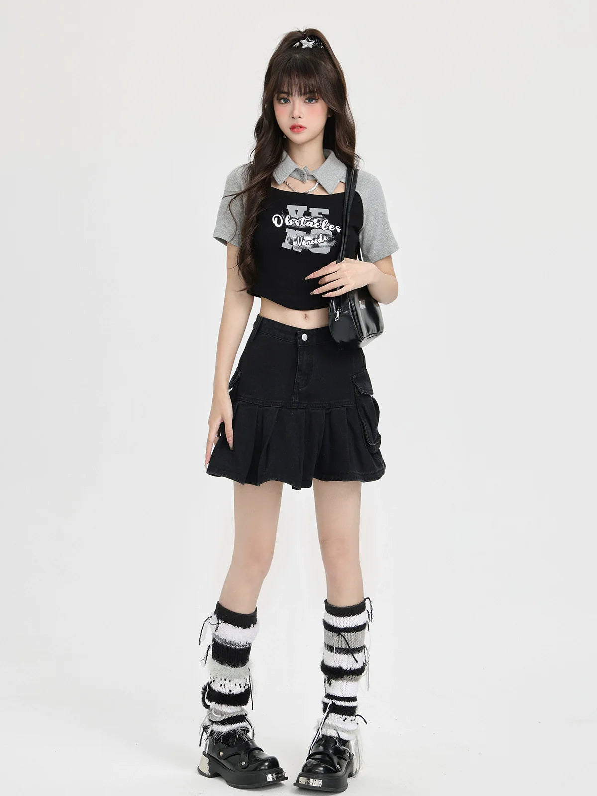 American Polo Letter Top Kurzer Print Retro