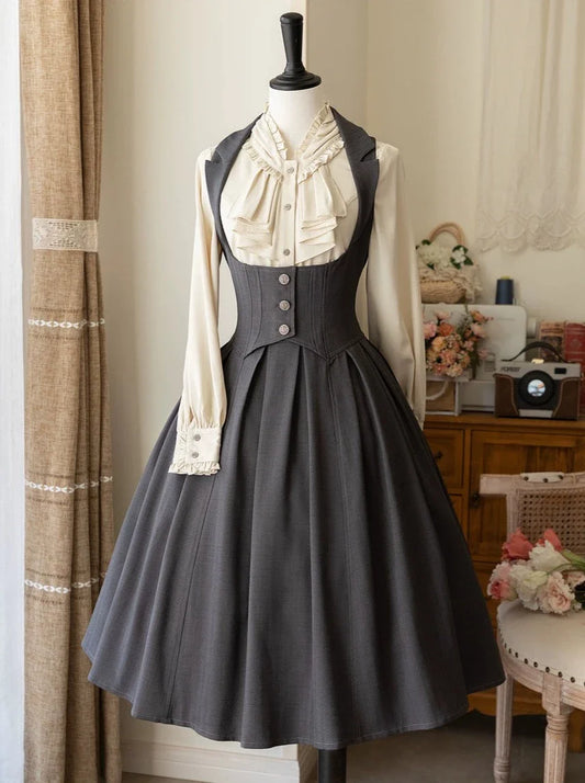 Retro + Brest Skirt Classical Elegant Shirt Lolita Frilled Elegant