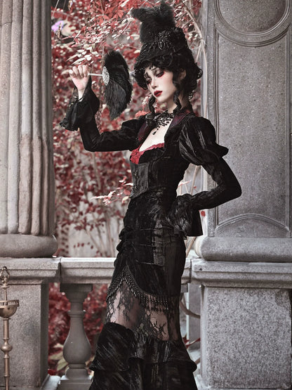 Kurze Gothic Spinnenjacke aus Samt