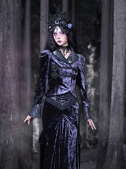 Gothic Samtkragenjacke im europäischen Luna Slim Stand