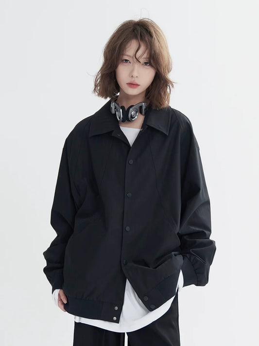 Solid Collar Lapel Casual Shirt