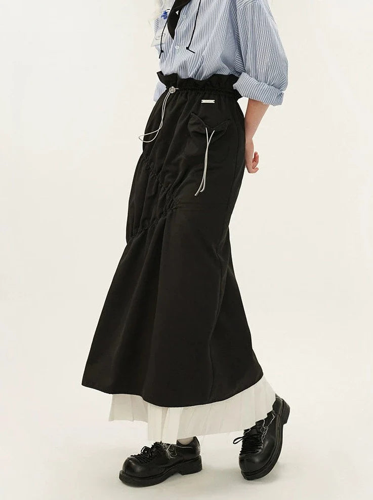 Pleated Stitch Fashion Skirt Long