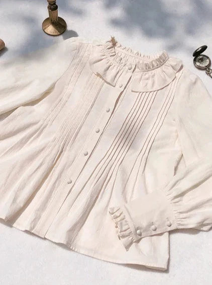 Haut à pois taille haute Lolita à volants et ruban, robe d'été légère, élégante et douce avec ruban en dentelle