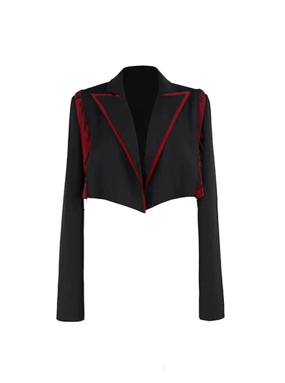 Blazer coloré à coutures simples, haut à taille haute contrastée