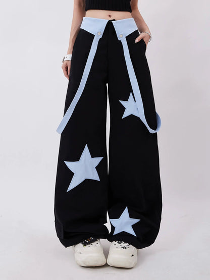 Blue Pants Wide Star Design