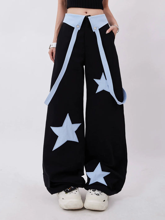 Blue Pants Wide Star Design
