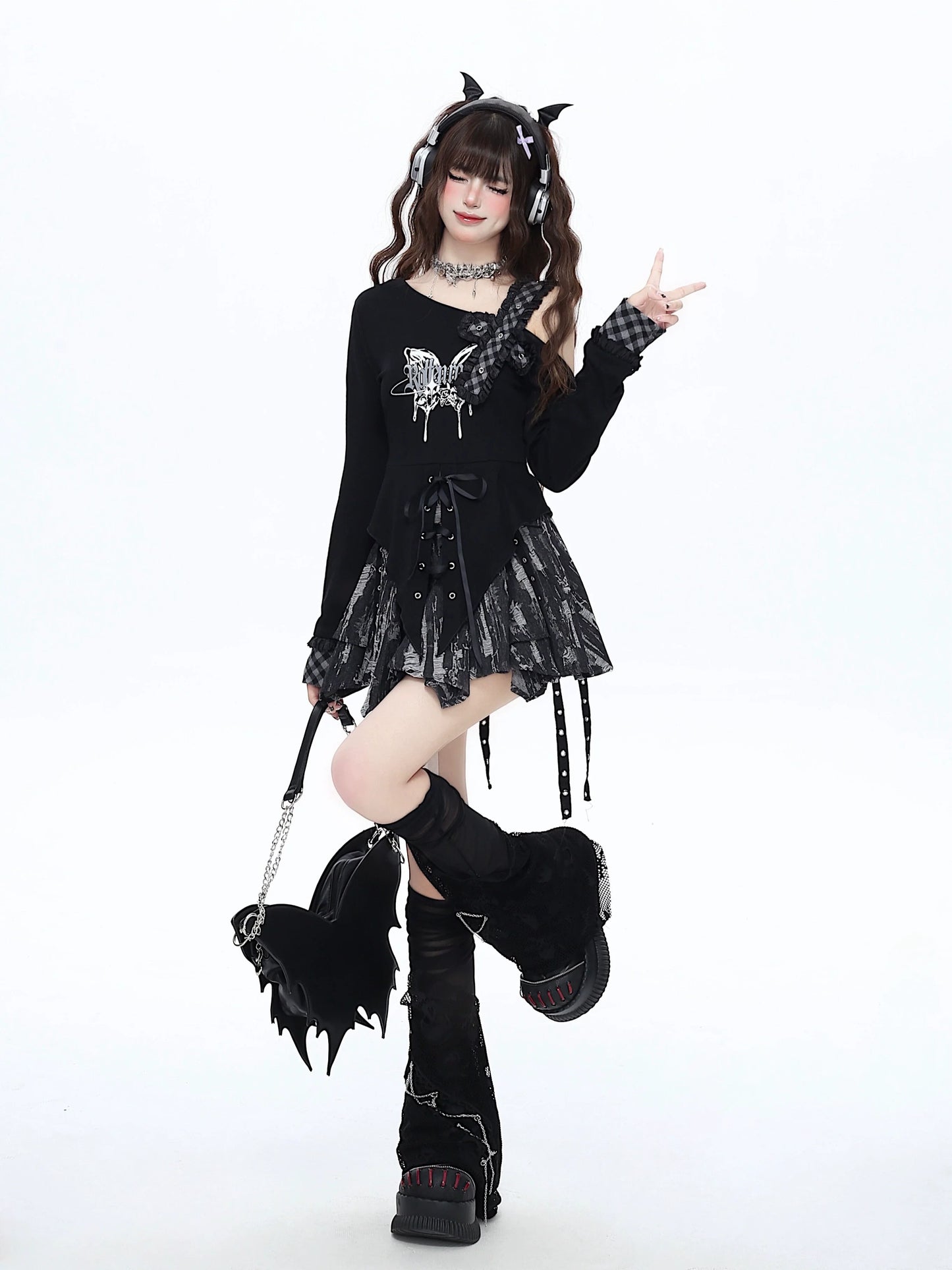 Butterfly Lace-Up Dark Tops