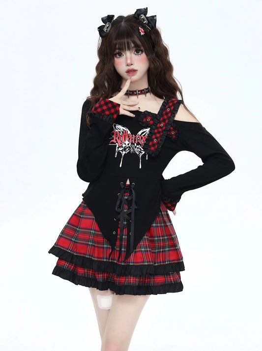 Butterfly Lace-Up Dark Tops