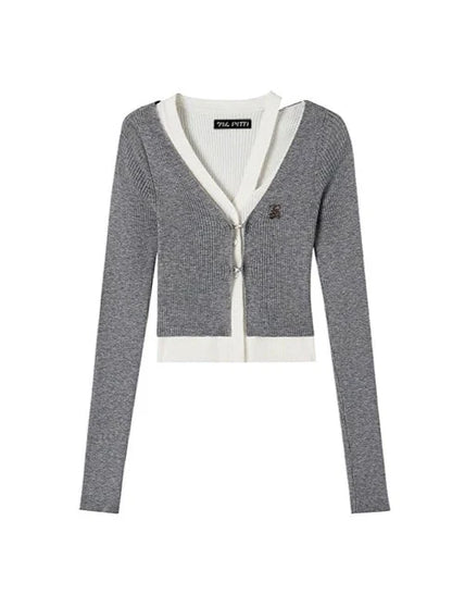 Short Faux Two-piece Sweater