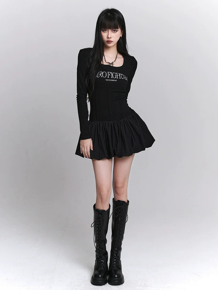 Letter Girl Dress Little Ghost Black