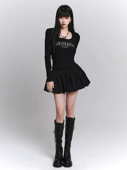 Letter Girl Dress Little Ghost Black