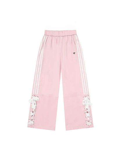Casual Pants Wide Pink Sweet