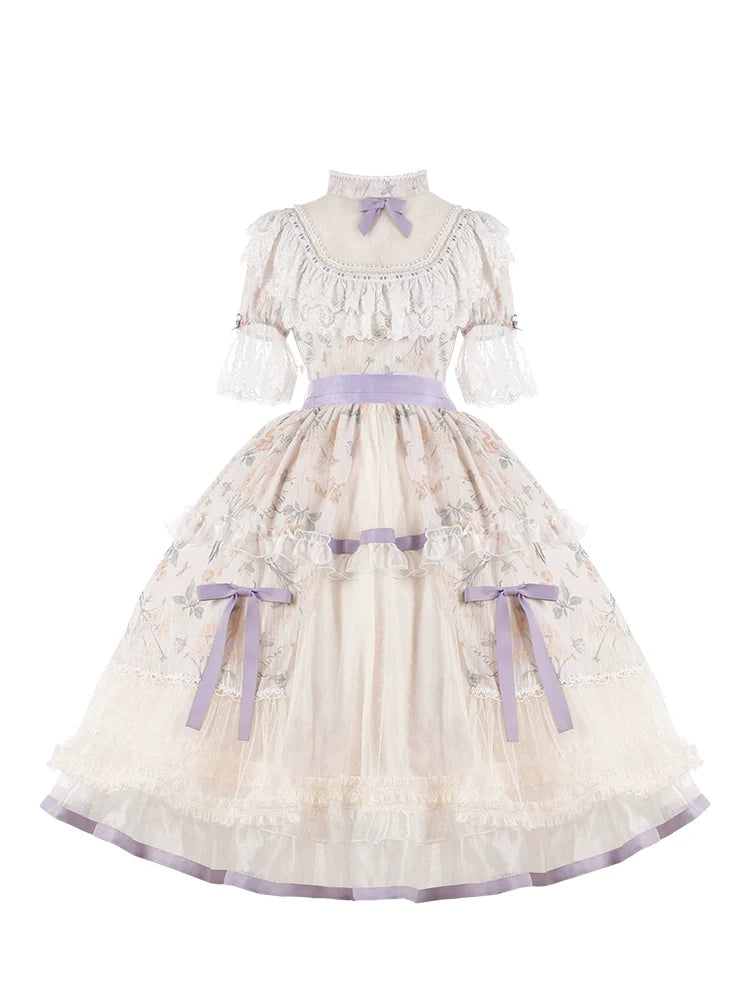 Robe Lolita d'été légère à volants style princesse édouardienne