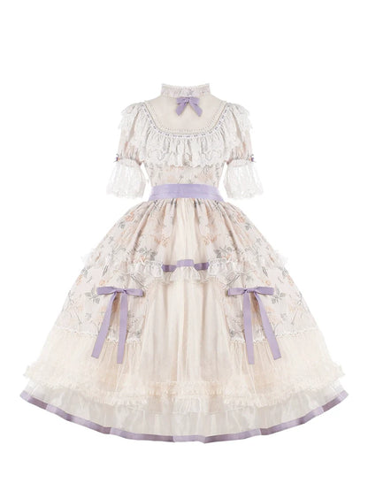 Robe Lolita d'été légère à volants style princesse édouardienne