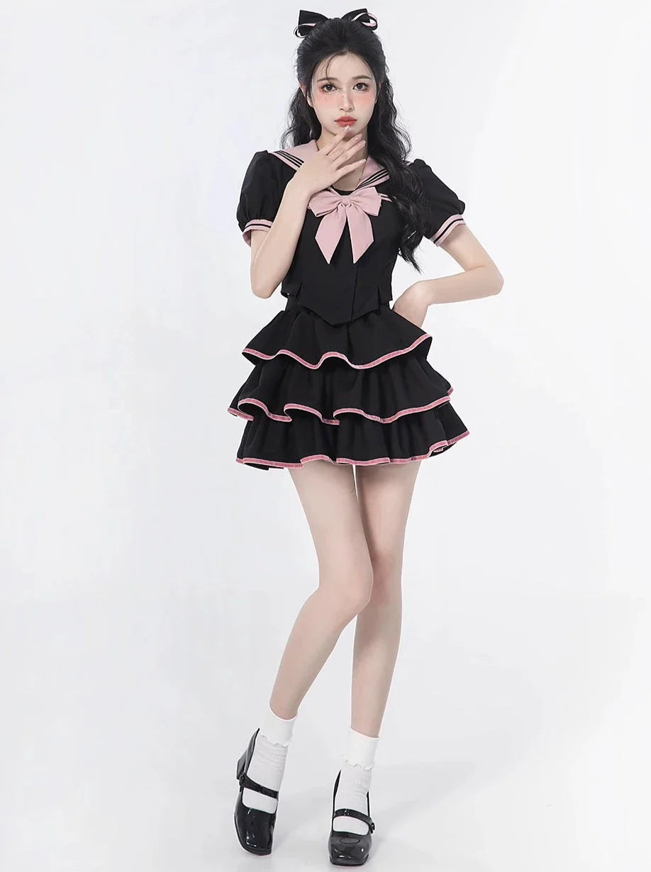 Top Sailor Flared Ribbon Cake + Puffhals + Ärmelrock Taille