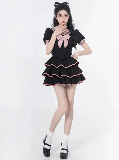 Top Sailor Flared Ribbon Cake + Puffhals + Ärmelrock Taille