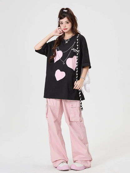Oversize T-Shirt Loose Chain Love