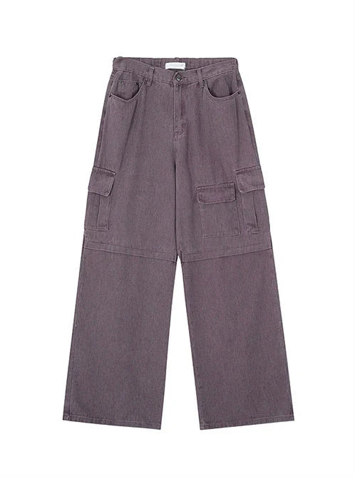Purple American Cargo Denim Pants Retro
