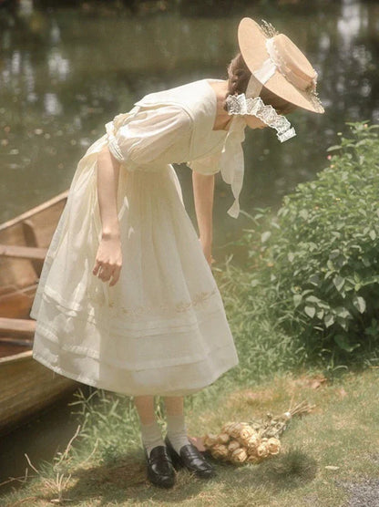 Belt Dress Rose + Skirt Over Tulle Sailor Color + Natural Fairy Collar Embroidery