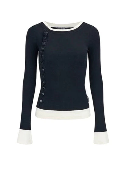 Stitch Round Neck Fake Two Piece Sweater