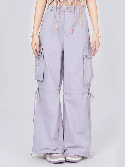 Pantalon cargo ample à cordon de serrage