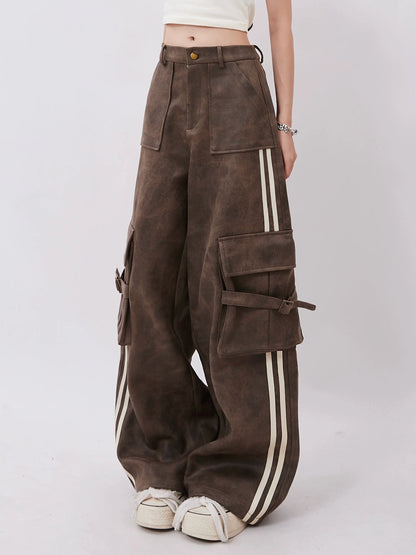 Och Brown Leather Pants Wide