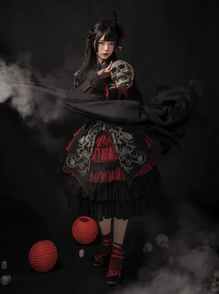 China Lolly Tago Gothic Cape + Long Jacket + Camisole + Skirt + West Band