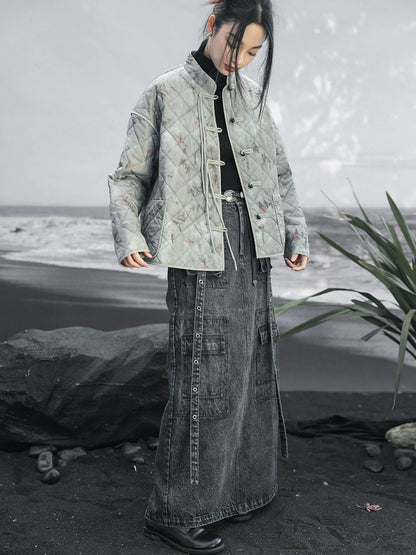 ロングデニムオシュスカート