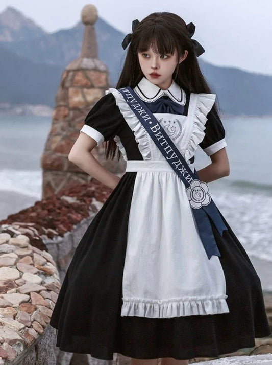 Dress College Lolita Frilled + French Apron