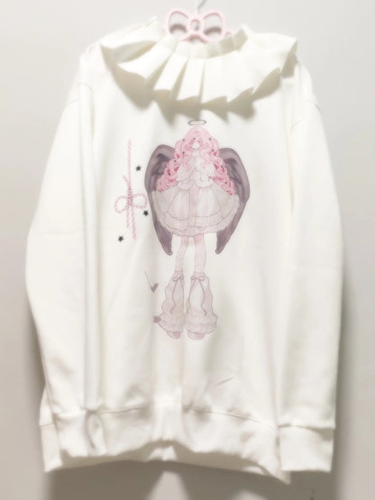 Neighborhood Animation Sweatshirt Illustration Girl Angel Ruffle
