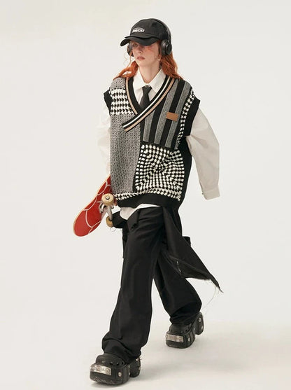 Gilet asymétrique réservé, article en tricot, mode ample