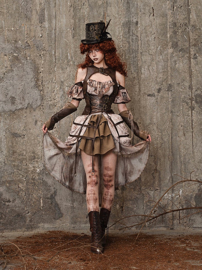 Gilet d'oiseau rétro en cuir style steampunk