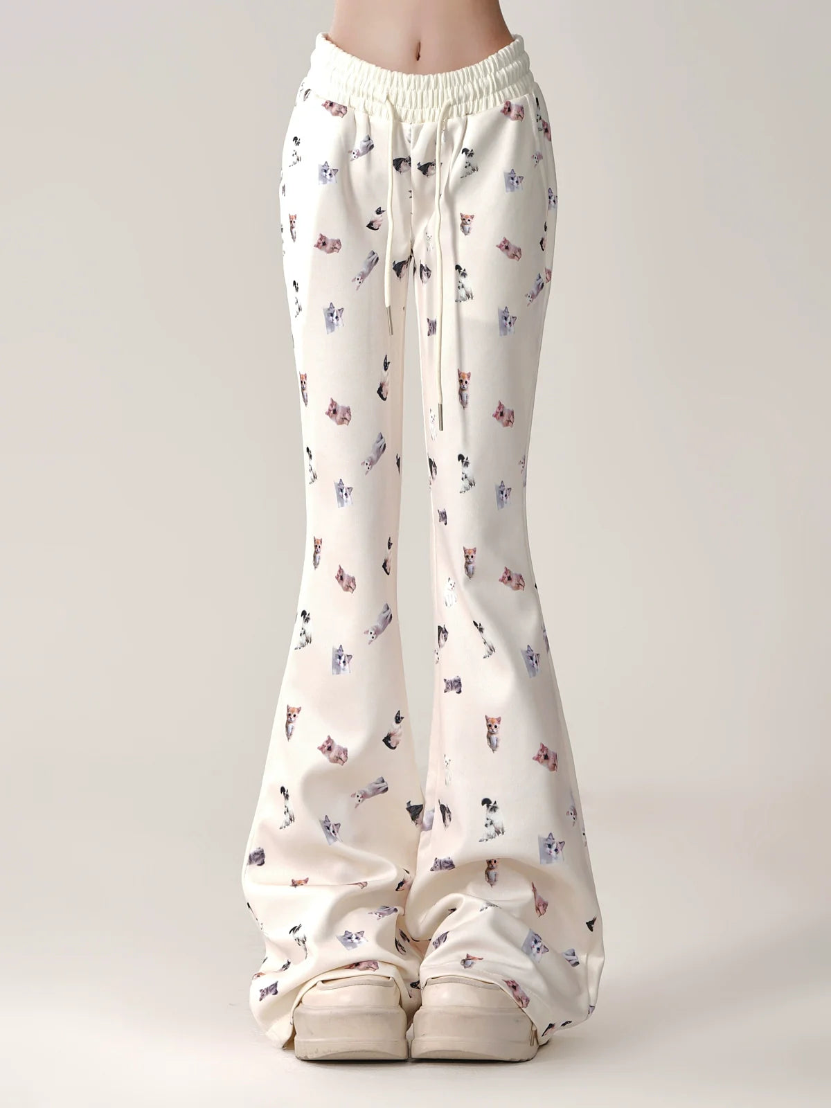 Pants Casual Cat Slim Print