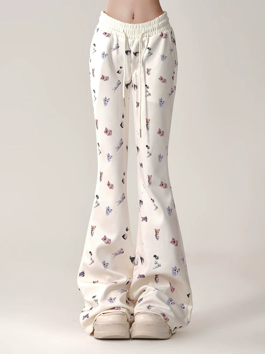 Pants Casual Cat Slim Print
