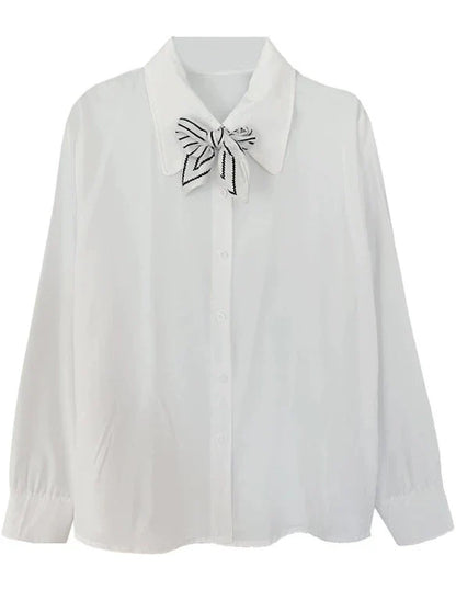 Scarf + Lapel Long Shirt Skirt Pleated