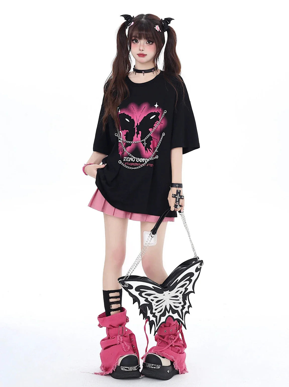 Chain Butterfly Punk Rock American T-Shirt Metal Print