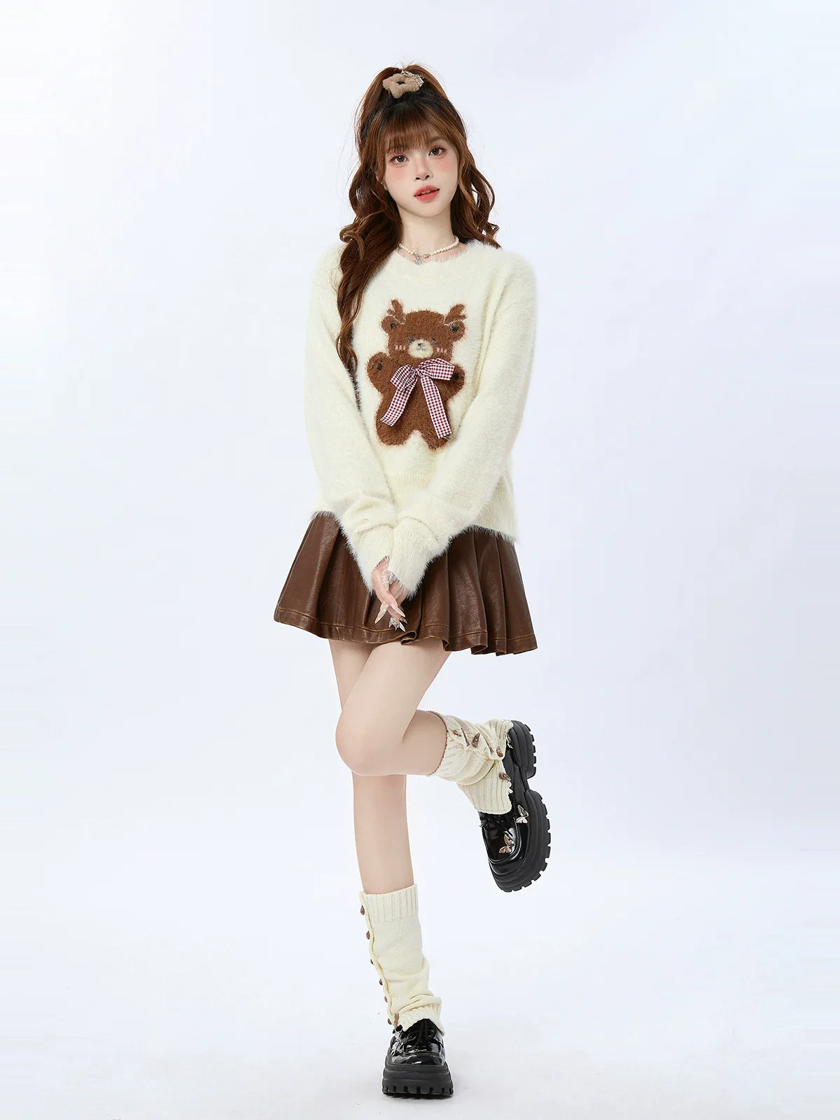 Bear Knit Ribbon Cropped
