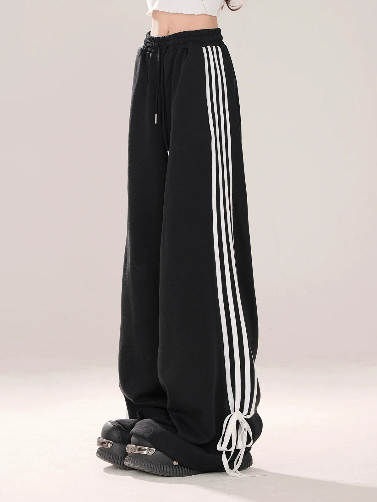Ribbon Design Pants Street Drawstring American Casual