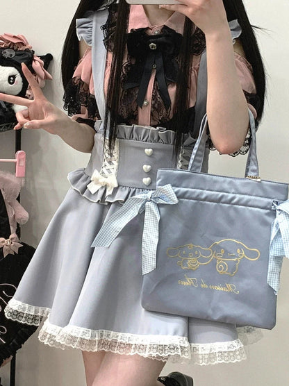 Frill Shoulder Strap Love Back Lace Skirt