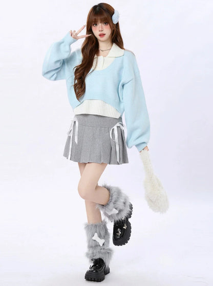 Short Ice Blue Tops Polo