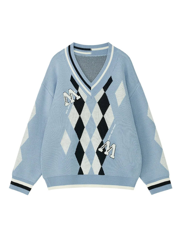 ブルーニット ルーズオーバー アーガイルカレッジ