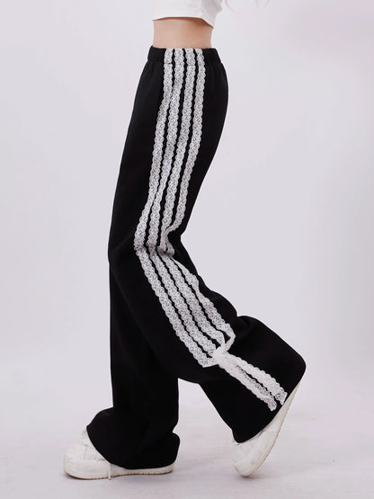 Dark Stripe Casual Side Pants
