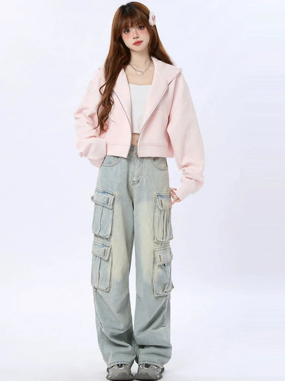 Sweat à capuche Milky Short Spring Sweet