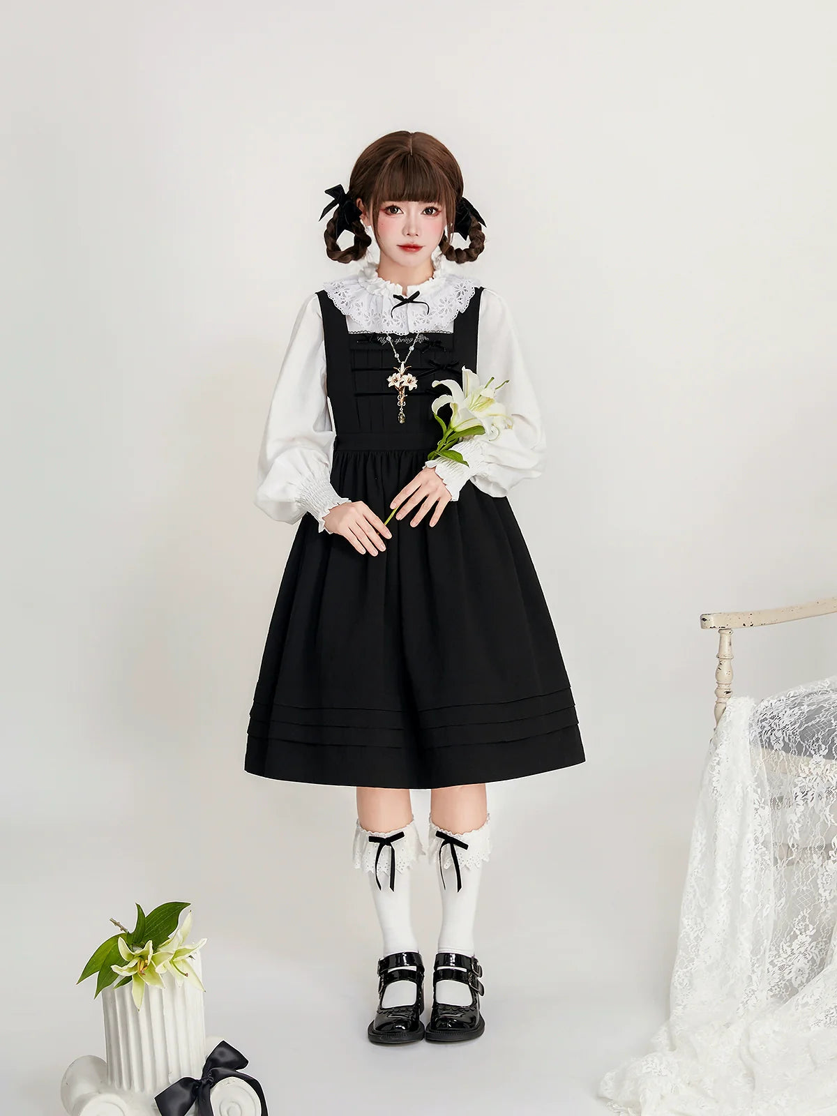 Strapsrock Rüschenband Little + Bluse