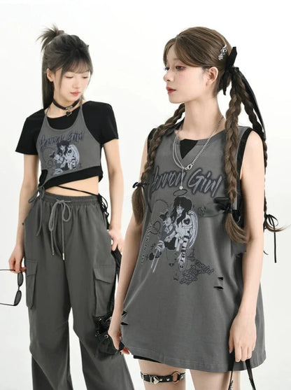 Hauts courts pour filles + Hauts jumeaux + Camisole longue